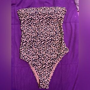 Cheetah print one piece body swimsuit